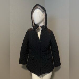 Laundry By Shelli Segal Women”s Black Quilted Faux- Fur Lined LS Jacket Size PS